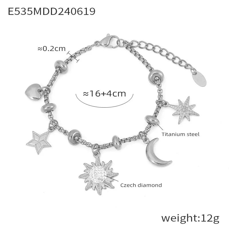 316L Stainless Steel Heart Charm Bracelets For Women 18k Gold Plated Various Pendants With Shining Zircon Women's Hand Bracelet