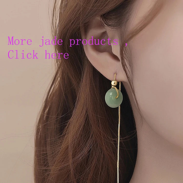 VENTFILLE Gold Color Hetian Jade Earrings for Women Green Round Jewelry Girls Gift  Dropshipping Wholesale