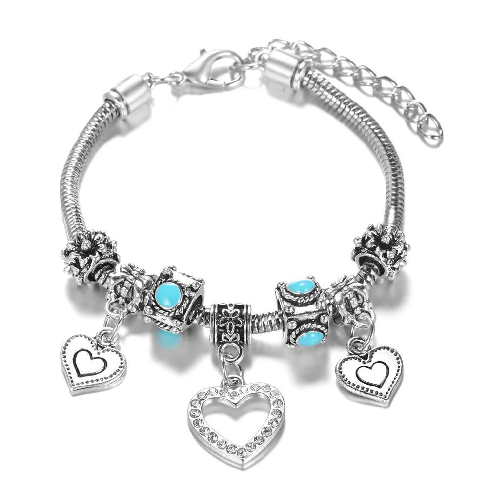 Multi Style Rhinestone 6 Color Beaded Bangle Lobster Buckle Adjustable Snake Chain Elephant Bracelet Pendant Woman Jewelry Gift