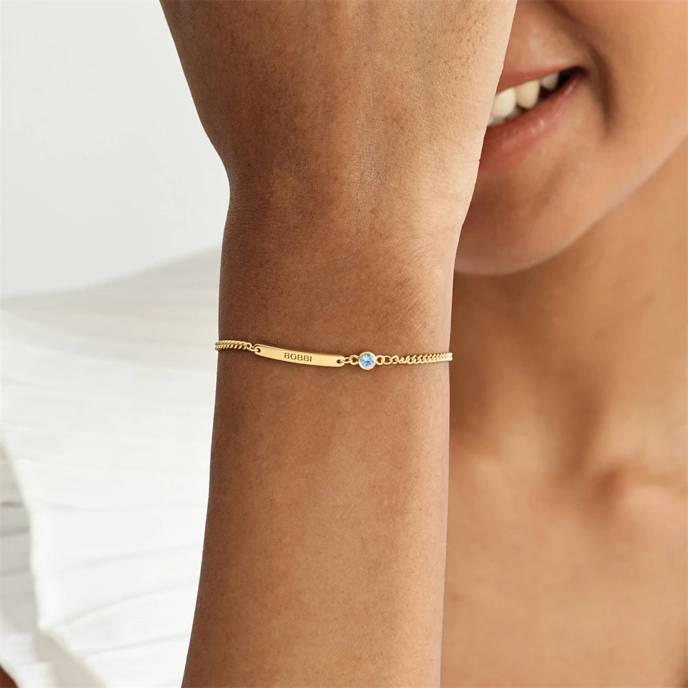 Personalized Birthstone Bar Bracelet