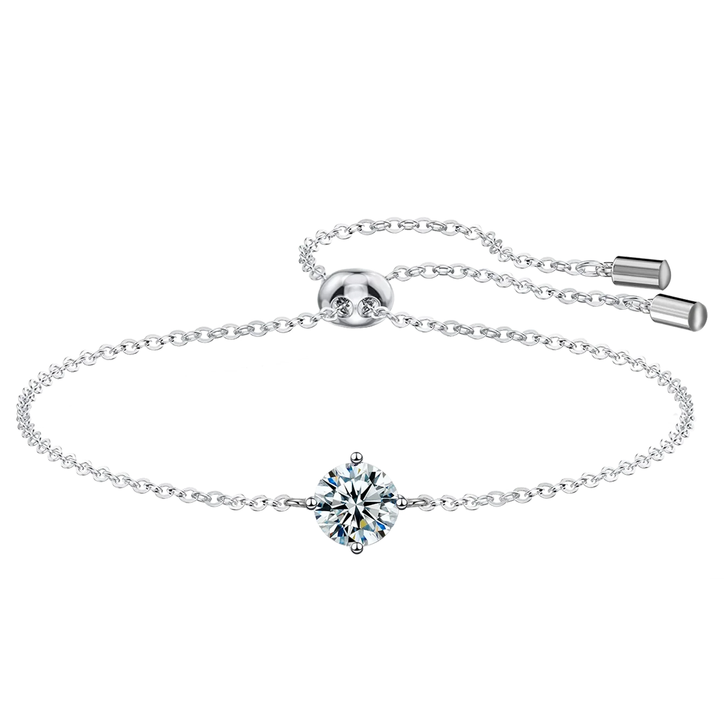 Certified 1CT Moissanite Bracelet for Women Real S925 Silver Classic Round Lab Diamond Charm Hand Chain Adjustable Jewelry Gifts
