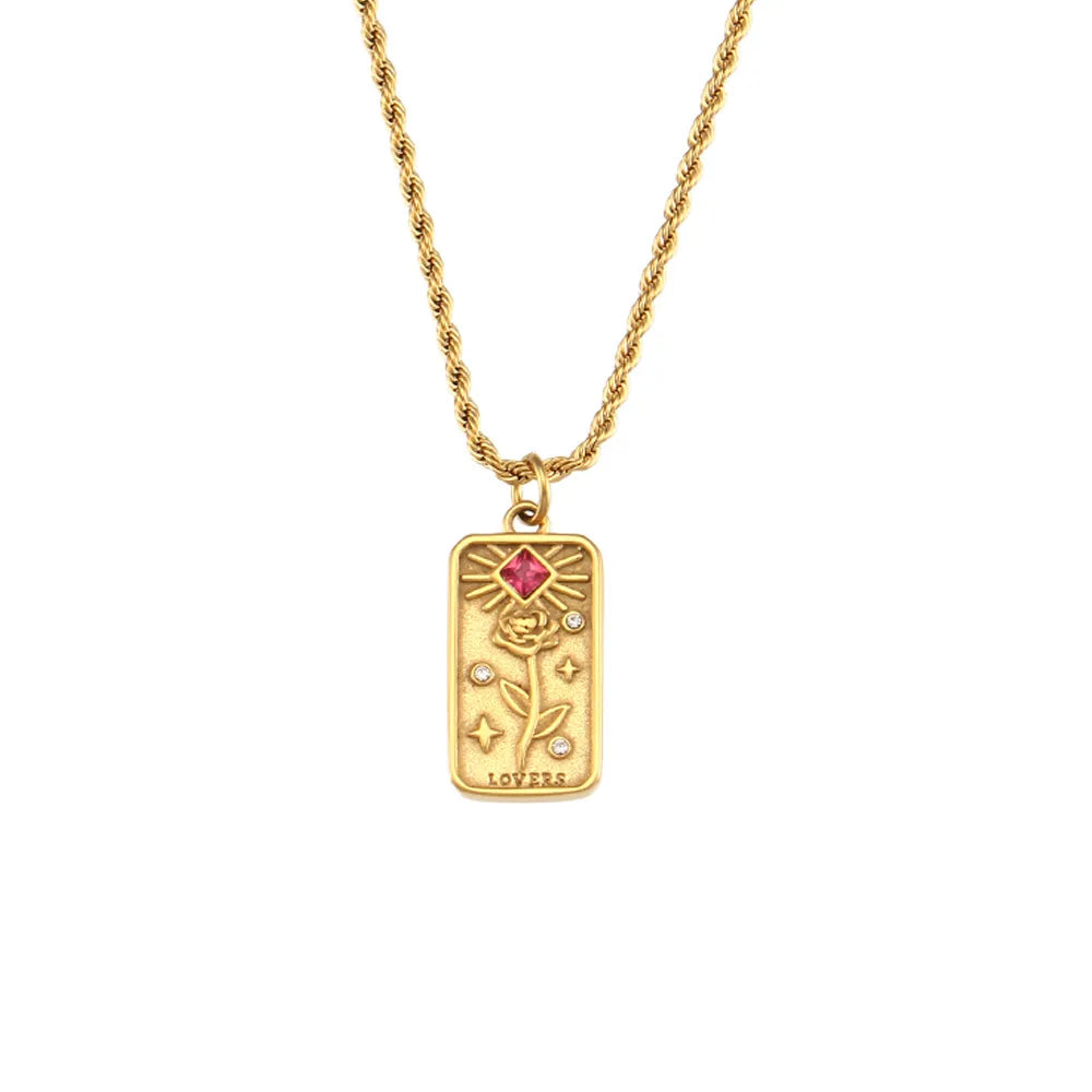 Gold Color Necklace for Women Zircon Christmas Jewelry Colorful Geometric Meaningful Sun Lover Stainless Steel Tarot Necklaces