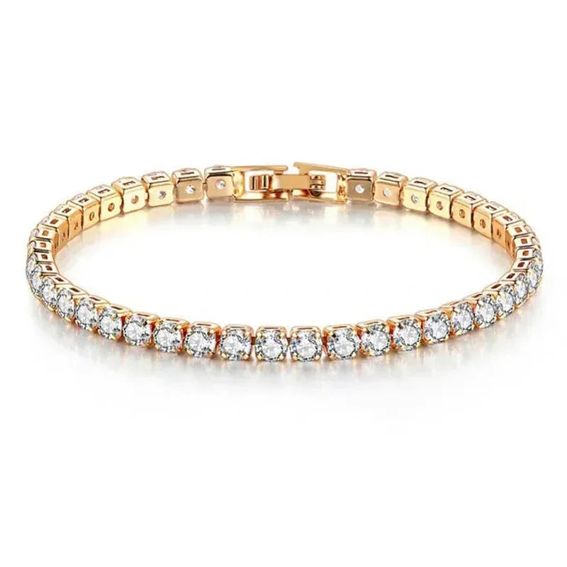 New 925 Pure Silver Rose Gold Bracelet Shining Classic Hip Hop Crystal Tennis Bracelet Women's Jewelry Fashion Wedding Gift