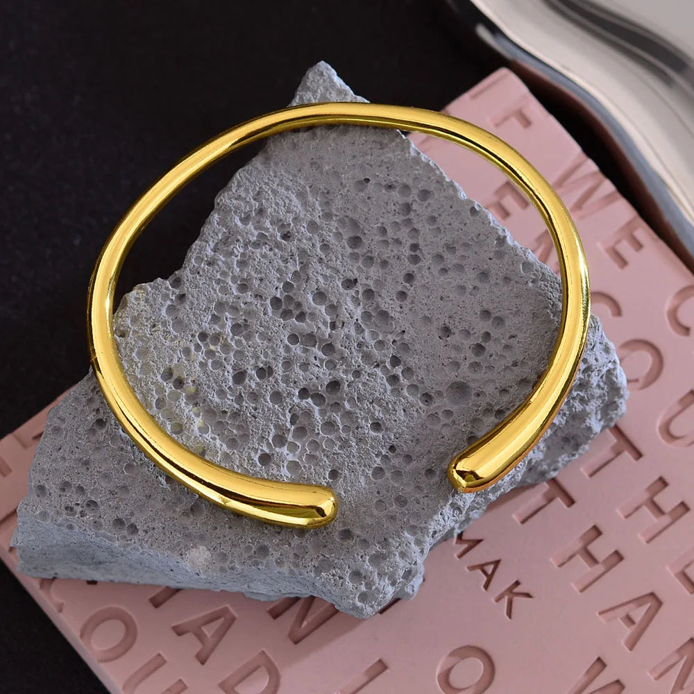 100% Solid 925 Sterling Silver Bracelet for Women Men Vintage Handmade Simple Gold Bracelet Birthday Gift