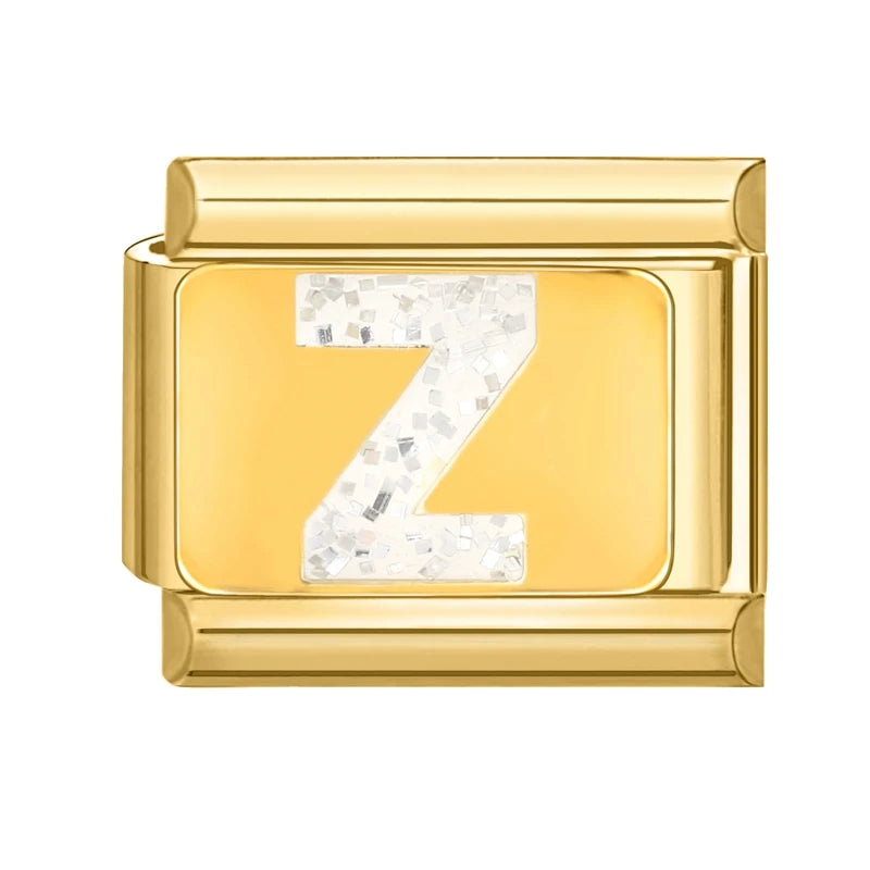 Fashion Golden 26 Letters A-Z Italian Links Charm Beads 9mm Stainless Steel Bracelet Jewelry DIY Hand Making Wholesale