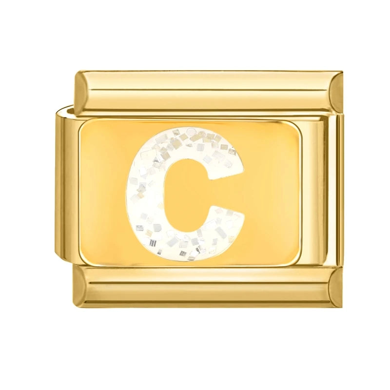 Fashion Golden 26 Letters A-Z Italian Links Charm Beads 9mm Stainless Steel Bracelet Jewelry DIY Hand Making Wholesale