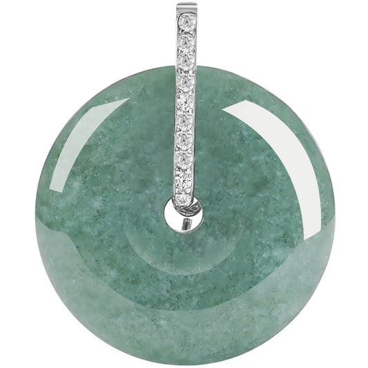 Natural A-Grade Jade Green Small Peace Of Mind Pendant S925 Silver Inlaid Ice Jade Pendant Necklace