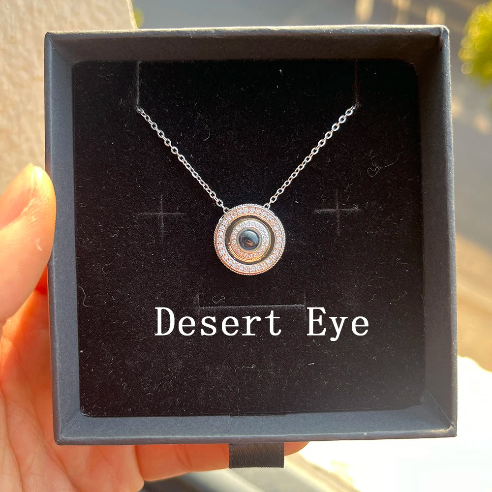 Valentine's Day Gift Custom Photo Projection Necklace DIY Picture Inside Titanium Steel Chain Couple Necklace Women Men Jewelry