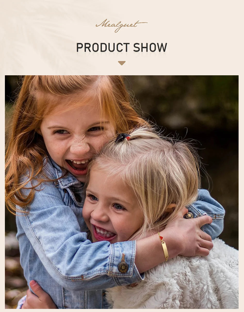 Customized Heart Bracelet for Little Girl Boy, Engravable ID Name Bracelet, Personalized Stainless Steel Chain Birthday Gift