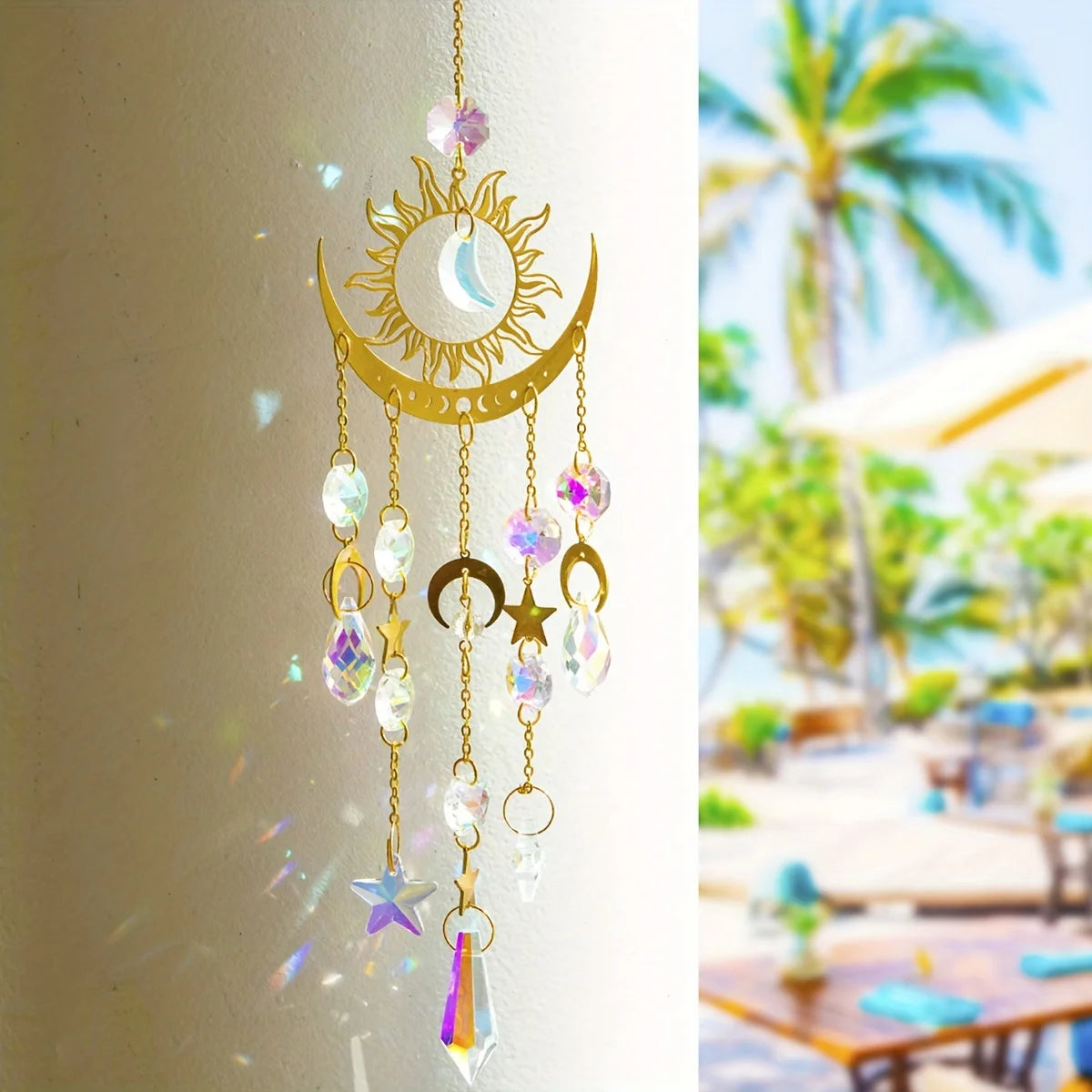 1pc star moon wind chime pendant cross border exclusive crafts garden decoration pendant sun catcher