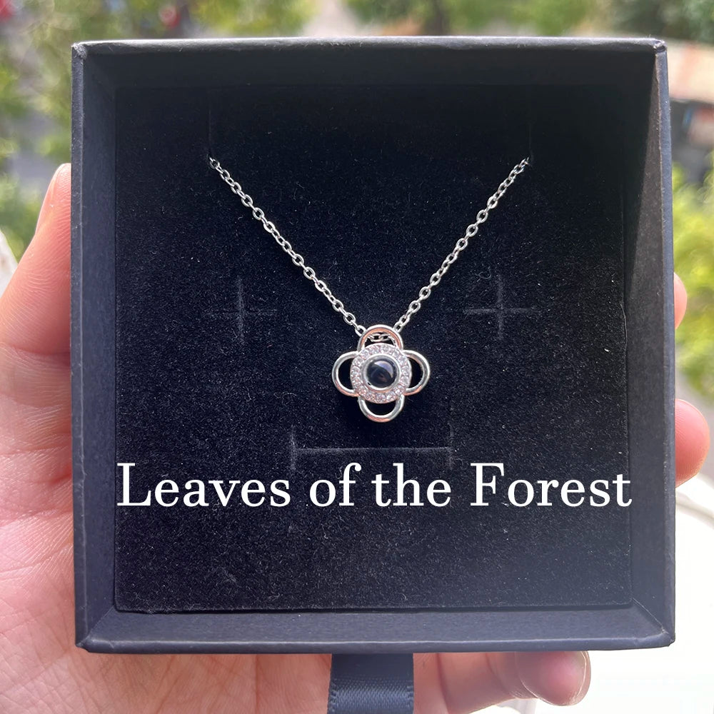 Custom Photo Projection Necklace Stainless Steel Chain Heart Flower Start Pendant DIY Picture Inside Couple Family Necklace