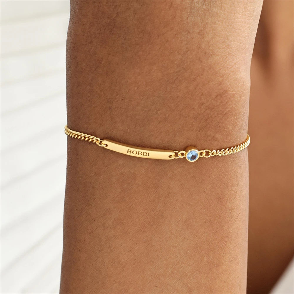 Personalized Birthstone Bar Bracelet