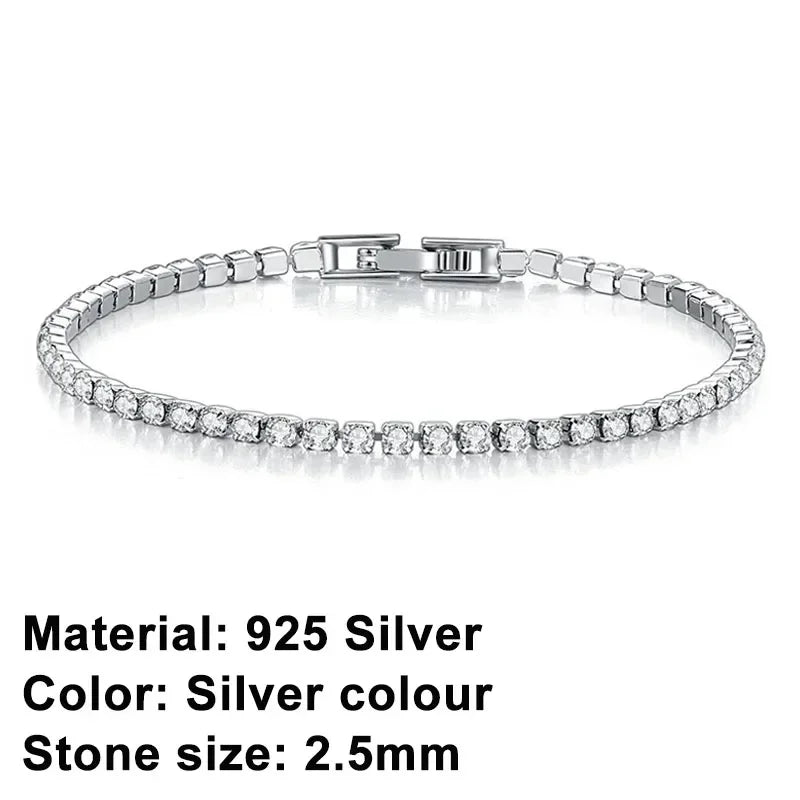 New 925 Pure Silver Rose Gold Bracelet Shining Classic Hip Hop Crystal Tennis Bracelet Women's Jewelry Fashion Wedding Gift