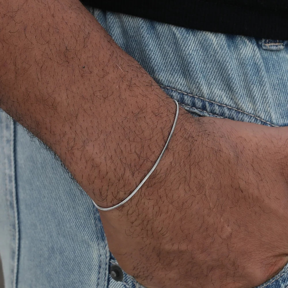 Simple MEN Stainless Steel Square Snake Bone Chain Bracelet Hip-Hop Jewelry Trendy Party Accessories Bracelet For Women