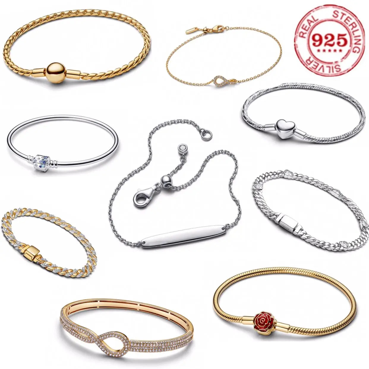 2025 New 100%925 Sterling Silver Romantic Rose Love Zircon Romantic Bracelet Women's High Jewelry Valentine's Day Gift