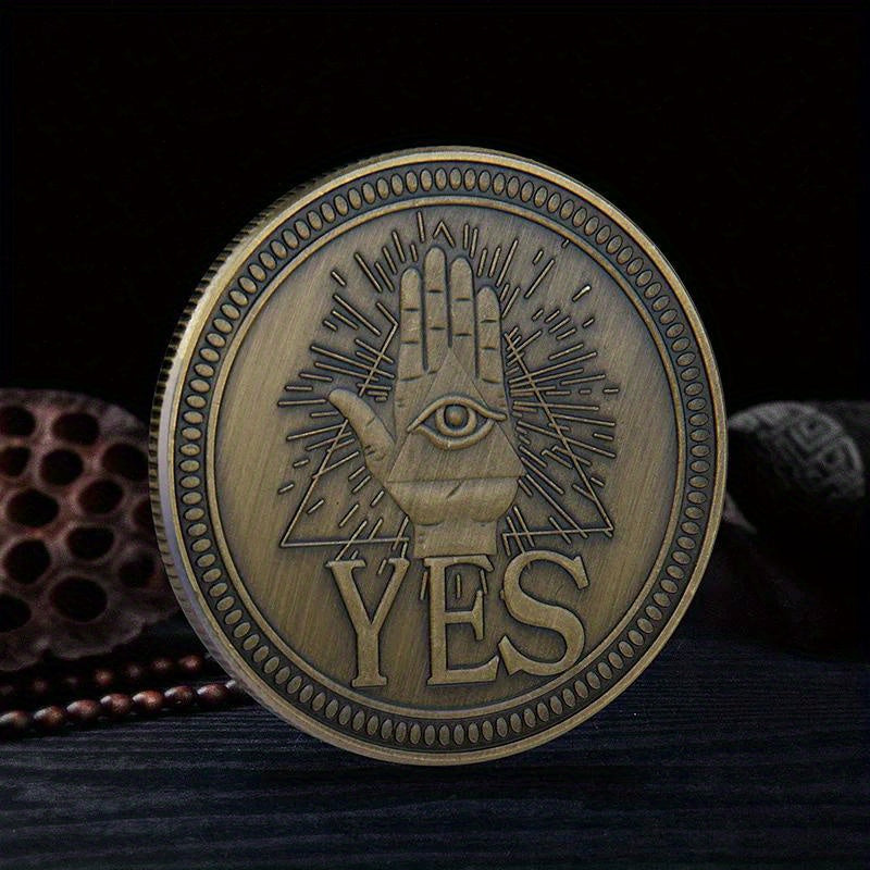Yes or No Prediction Decision Coin Ouija All-Seeing Eye or Death Gothic Copper Plated Coin Souvenir Commemorative Coin