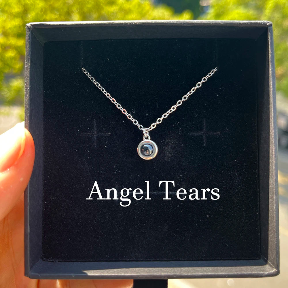 Custom Photo Projection Necklace Stainless Steel Chain Heart Flower Start Pendant DIY Picture Inside Couple Family Necklace