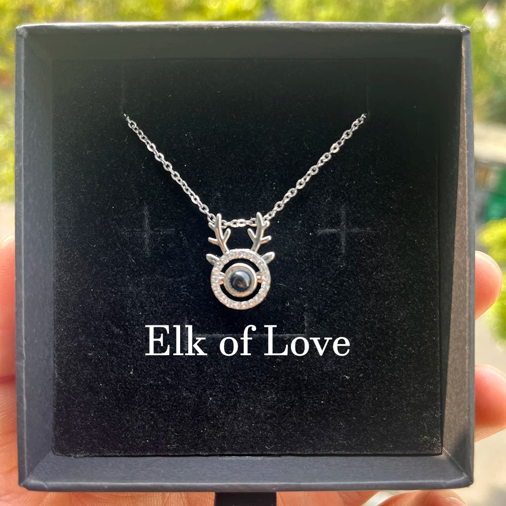 Custom Photo Projection Necklace Stainless Steel Chain Heart Flower Start Pendant DIY Picture Inside Couple Family Necklace