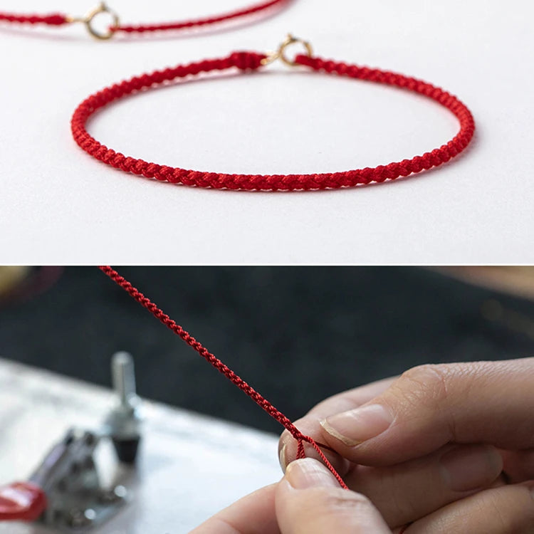 Handmade Red String Bracelet With Gold Plated Clasp Red String of Fate Bracelet For Men Women Unisex Protection and Good Luck