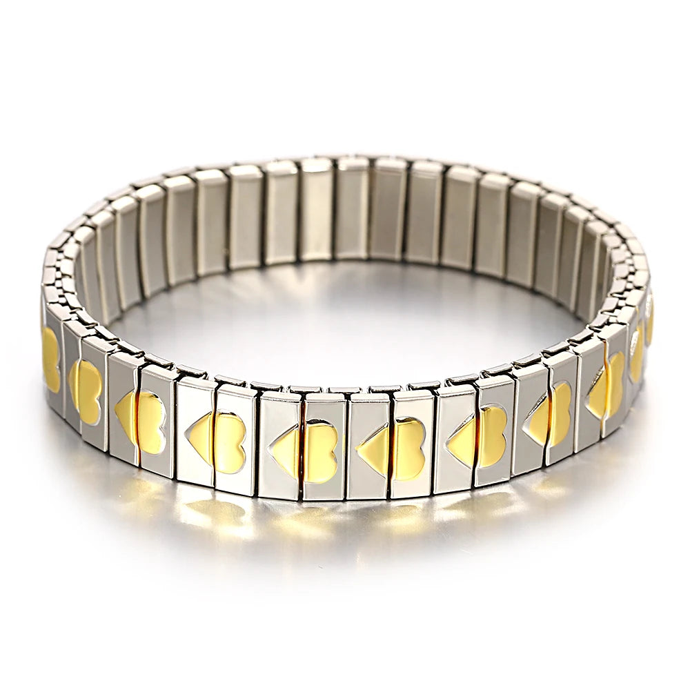 Freetry 18K Gold Plated Stainless Steel Adjustable Bracelet Fashion Elastic Metal Bracelet Trendy Jewelry Accessories Official