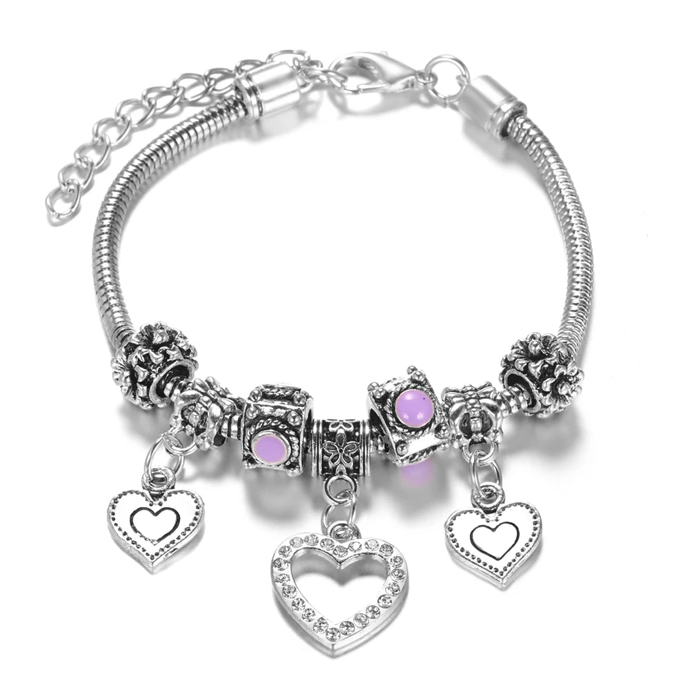 Multi Style Rhinestone 6 Color Beaded Bangle Lobster Buckle Adjustable Snake Chain Elephant Bracelet Pendant Woman Jewelry Gift