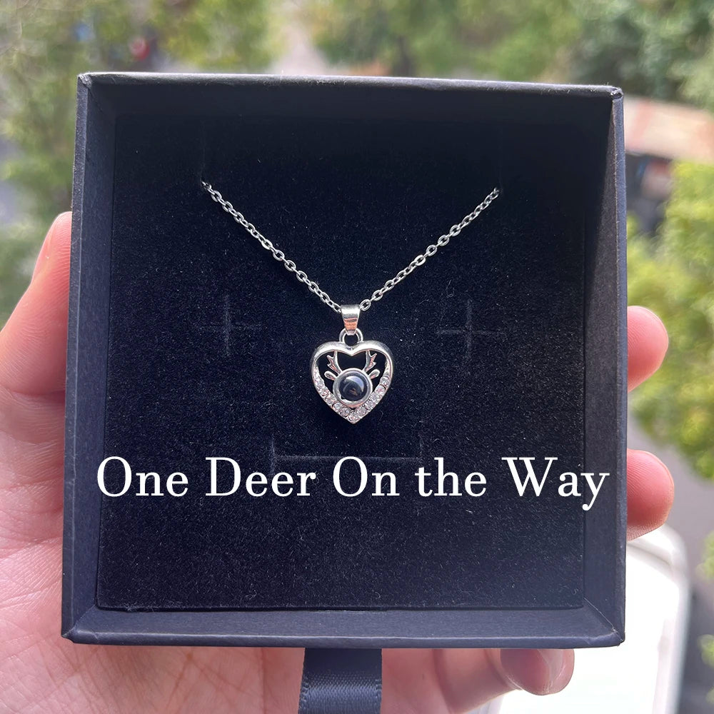 Custom Photo Projection Necklace Stainless Steel Chain Heart Flower Start Pendant DIY Picture Inside Couple Family Necklace