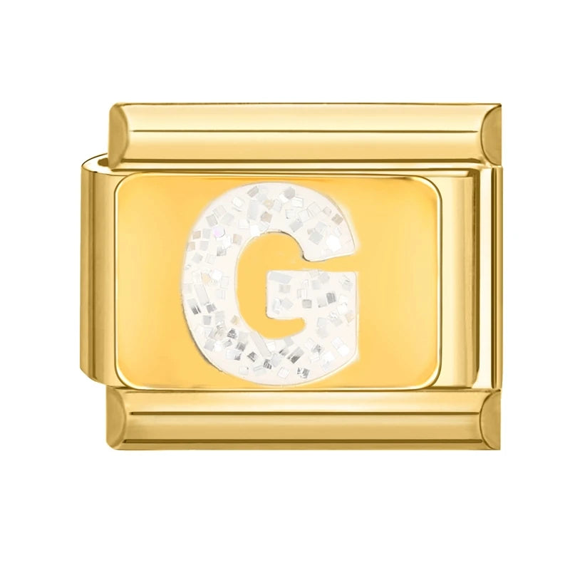 Fashion Golden 26 Letters A-Z Italian Links Charm Beads 9mm Stainless Steel Bracelet Jewelry DIY Hand Making Wholesale