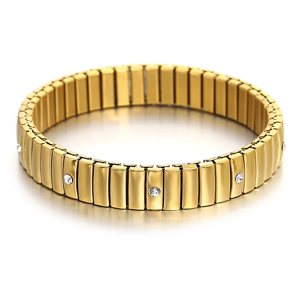 Freetry 18K Gold Plated Stainless Steel Adjustable Bracelet Fashion Elastic Metal Bracelet Trendy Jewelry Accessories Official