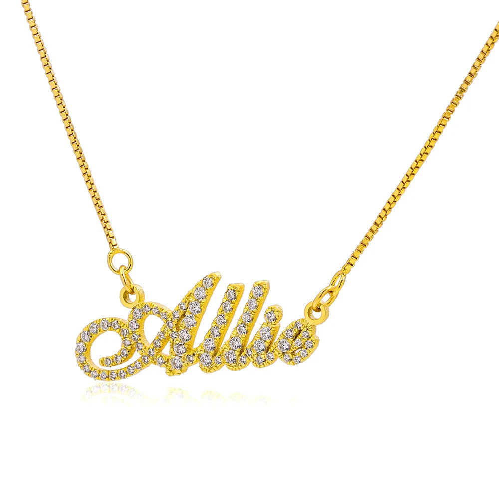 Duoying Initial Letters Pendant 925 Sterling Silver Zirconia Necklaces Women Personalized Rhinestone Necklace with Names