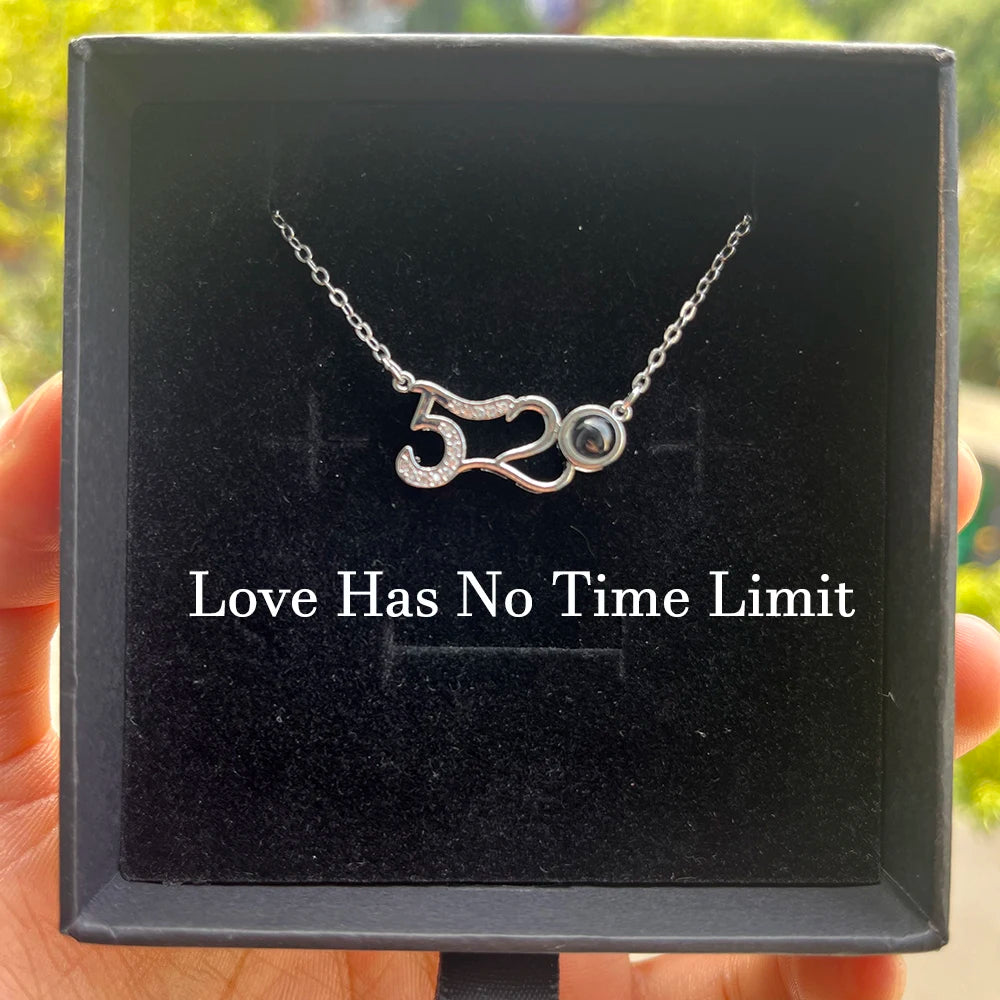 Custom Photo Projection Necklace Stainless Steel Chain Heart Flower Start Pendant DIY Picture Inside Couple Family Necklace