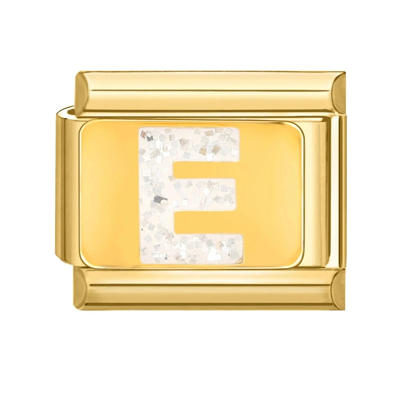 Fashion Golden 26 Letters A-Z Italian Links Charm Beads 9mm Stainless Steel Bracelet Jewelry DIY Hand Making Wholesale