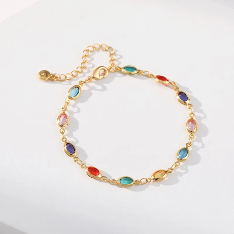 Elegant 18K Gold Plated Colorful Rhinestone Beads Bracelet for Women 2025 New Trend Bracelets Party Jewelry Gifts