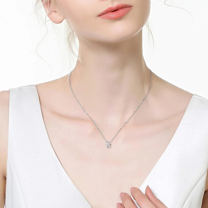 Smyoue 1CT 2CT 3CT Oval Cut Moissanite Necklaces for Women Jewelry 100% Real Silver Chain 925 Pandant Lab Diamond Birthday Gift