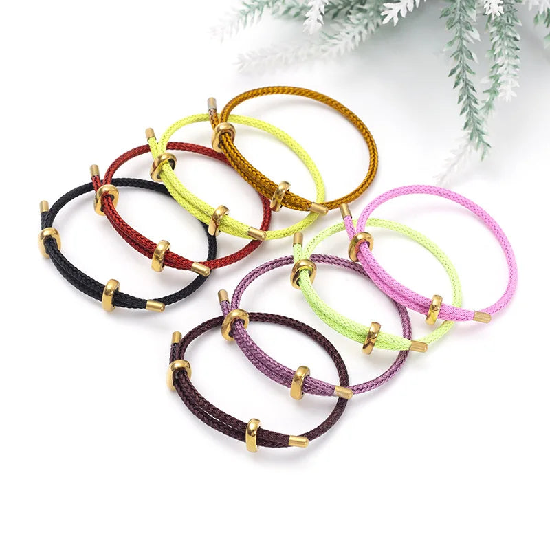 Greatera Trendy Red Thread String Bracelets for Women Men Stainless Steel Braided Rope Adjustable Charm Bracelet Unisex Jewelry