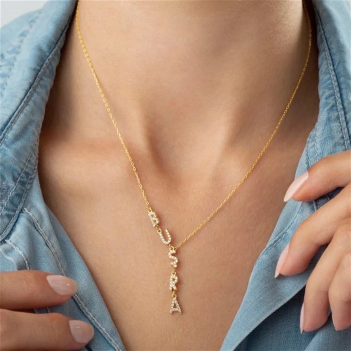 Personalised Name Necklace Custom Made Jewellery Necklace Jewellery Mom Gift Necklace Gift for The Loved One Zircon Crystals