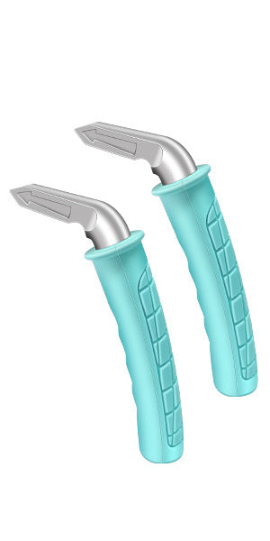 Pair of light green ergonomic vehicle support handles with anti-slip grip and metal tip, designed for easy car entry and exit assistance.
