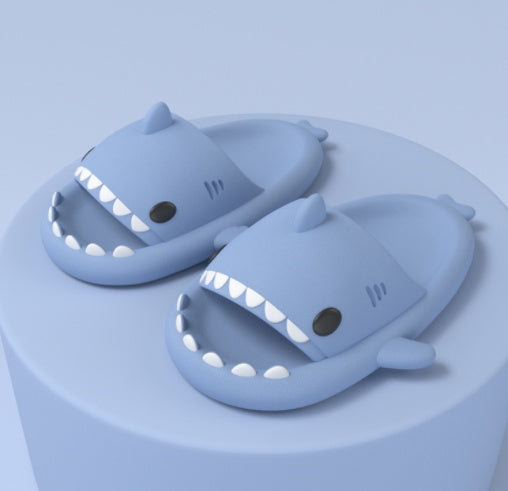 Blue slippers .