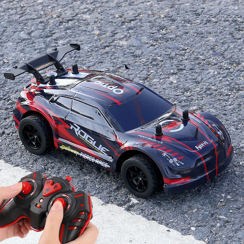 Remote control car with detailed design on a textured surface