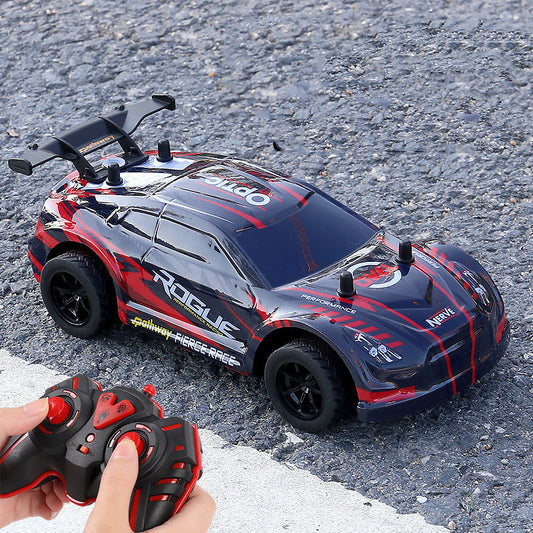 Remote control car with detailed design on a textured surface