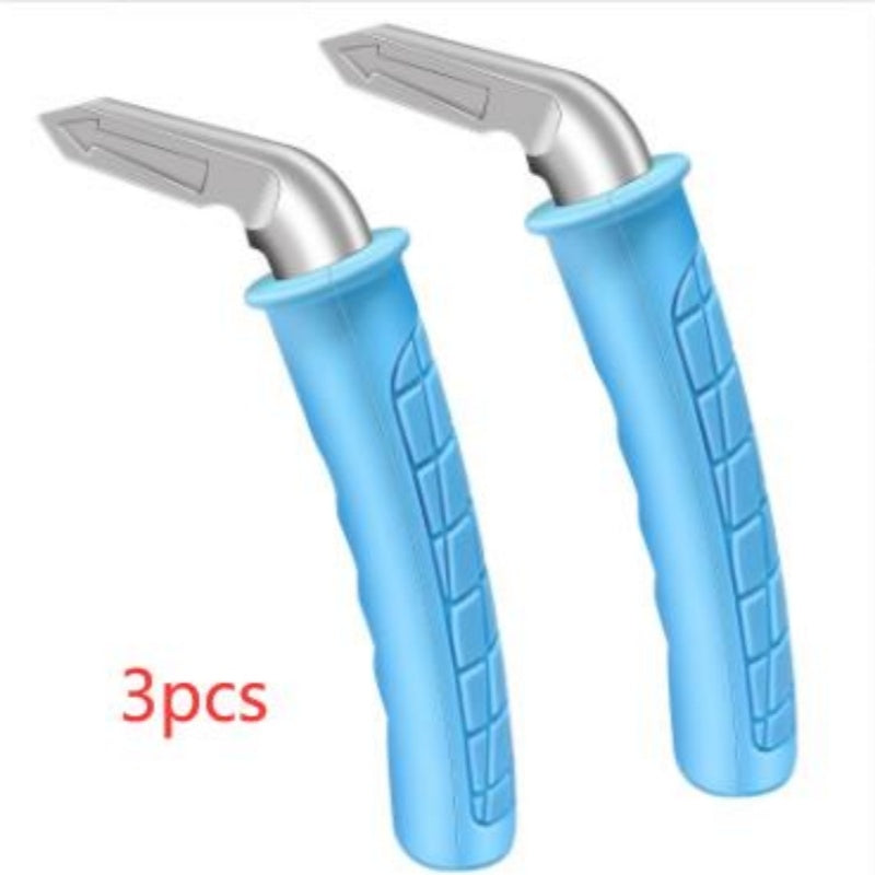 3 blue ergonomic vehicle support handles with anti-slip grip and metal tip, designed for easy car entry and exit assistance.