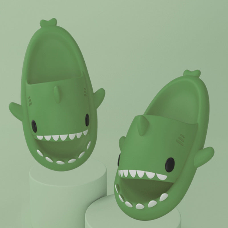 Green slippers .