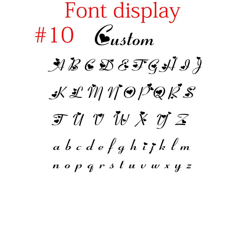 Display of a custom font with letters and numbers on a white background