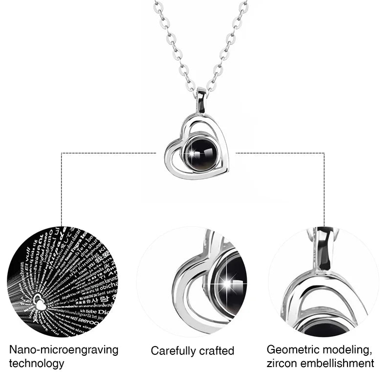 Heart-shaped pendant with zircon embellishment on a white background